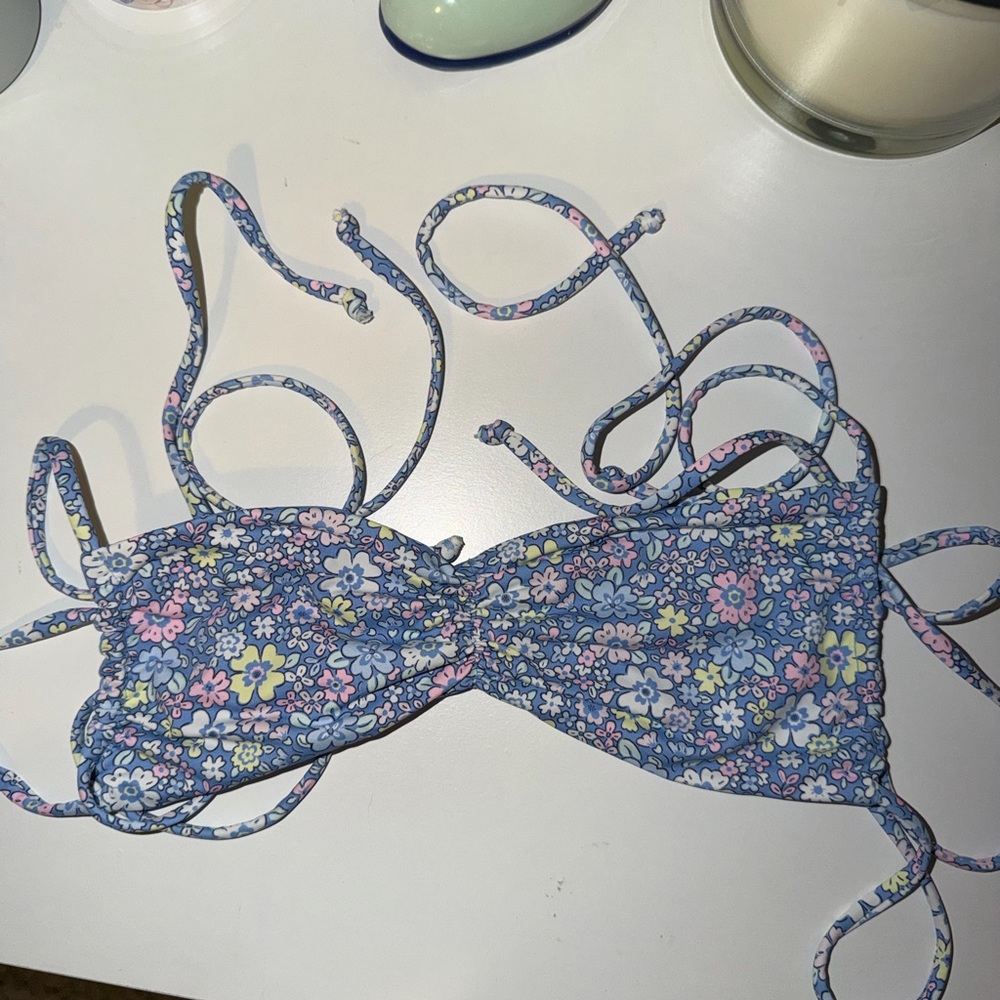Frankie's Bikinis Floral Blue Bikini Top
